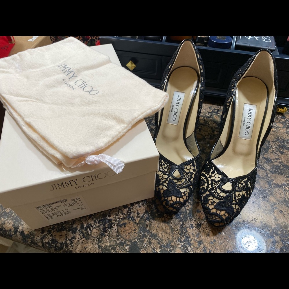 Jimmy Choo 85mm lace pumps size 39